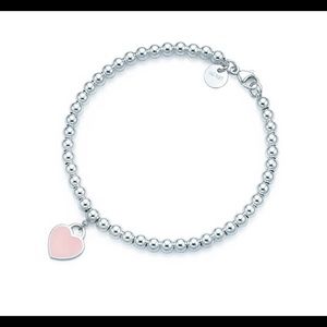 Tiffany & Co. bead silver pink heart tag bracelet